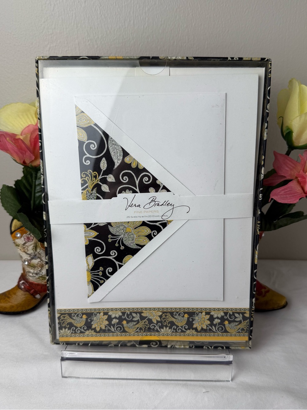NWT Vera Bradley Yellow Bird Envelope And Fine Paper Set